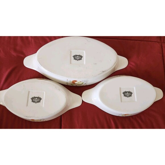 Kent Pottery Apple Oval Baking Dishes Set of 3 Fruit Collection Vintage Home Art - Picture 8 of 16